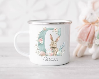 Personalized Easter Bunny Enamel Mug for Kids: Custom Name Gift
