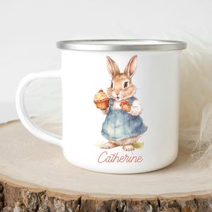 Kids Easter Bunny Enamel Mug: Personalized Easter Gift