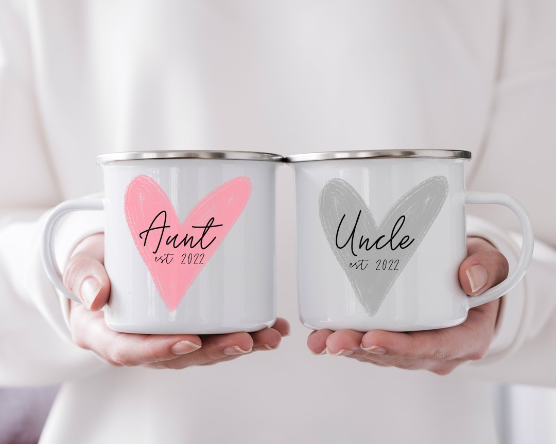 Gift for new aunt, aunt gift enamel cup, aunt and uncle gift, new uncle ...