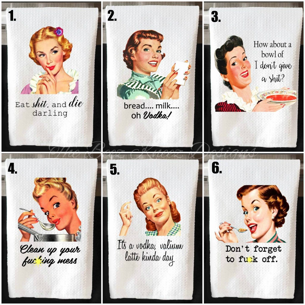 Funny Tea Towels Dish Cloths Kitchen Cloths Cotton Towel Etsy Canada