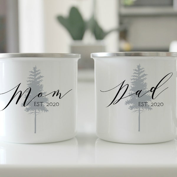 New Mom gift, new mom mug, new mom new Dad mugs, new parents gift, gifts for New Mom and Dad, parents mug set, camping mugs, outdoor parents