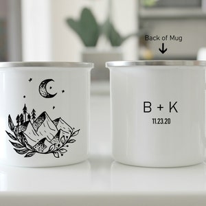 Engagement gift, wedding gift, wedding present, camping cup, gift for couple, anniversary gift, outdoor gift, camping mug, enamel mug set