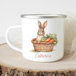Kids Easter Bunny Enamel Mug: Personalized Easter Gift