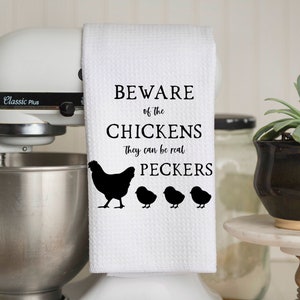 Personalized Chicken Kitchen Towel: Farmhouse Decor, Funny Tea Towel