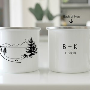 Camping mug, 2022, tin cup, enamel mug, camping, outdoors, anniversary gift, wedding gift, mr and mrs, mug set, couples gift, est,
