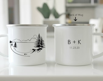 Mokkenset meneer en mevrouw, mokkenset voor stel, huwelijkscadeau, pasgetrouwd, cadeau voor stel, campingmokkenset