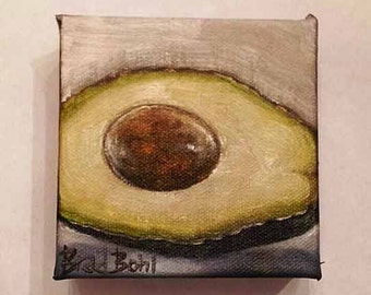 Avocado painting, daily painting, small oil