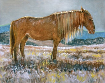 Working On My Tan - Wild Mustang Painting, Original Oil Painting, Original Art, Western Art, Cowboy Art, Gallery Wrapped Canvas