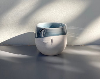 Porcelain Cup with Crescent Moon, Blue Celadon Glaze