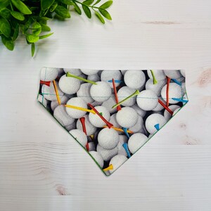 Golf Balls Tee Pattern Pet Bandana | Reversible Green Grass | Golf Tournament | Dog Slide On Bandana