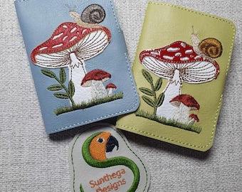 Mushroom and snail bi-fold card holder 5 x 7 ITH DIGITAL FILE for embroidery machines only,