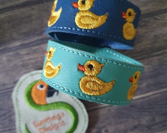 Rubber duck bracelet 5 x 7 ITH DIGITAL FILE only for embroidery machines incl. 3 sizes blank 21, 19 and 17 cm long and 3 tabs