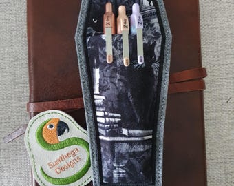 NF Coffin pencil case for notebook and lanyard 5 x 7 ITH DIGITAL File for embroidery machines only