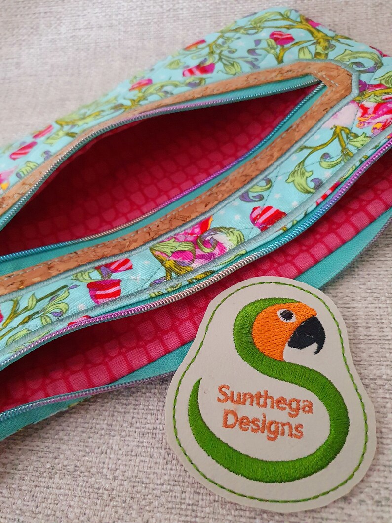 Decorative zip pocket bag 6 x 10 ITH DIGITAL FILE only for embroidery machines (1size) image 2