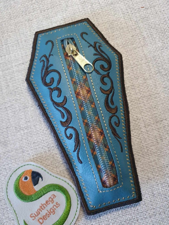 Coffin shaped mini make up case 5 x 7  ITH DIGITAL FILE only for embroidery machines