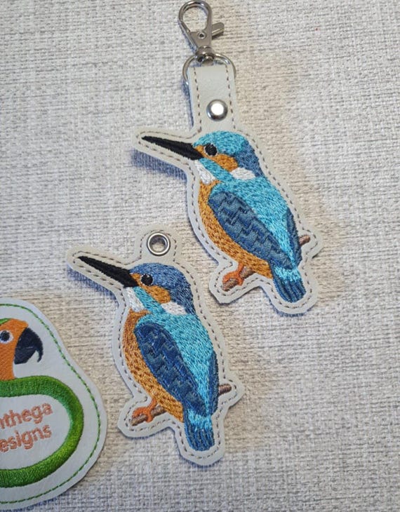 NF Kingfisher key fob and eyelet 4 x 4 ITH DIGITAL File for embroidery machines only, 4