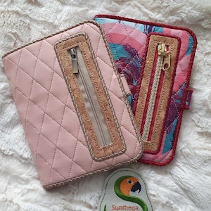 Quilted Notebook cover with zipper overlay 6 x 10 for A6 notebooks ITH DIGITAL FILE only for embroidery machines
