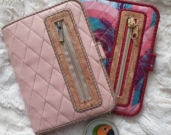 Quilted Notebook cover with zipper overlay 6 x 10 for A6 notebooks ITH DIGITAL FILE only for embroidery machines