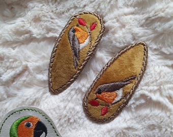 Robin hair clips cover 4 x 4 ITH DIGITAL FILE for embroidery machines only