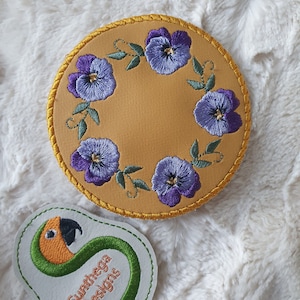 Pansy coaster 4 x 4 ITH DIGITAL FILE only for embroidery machines