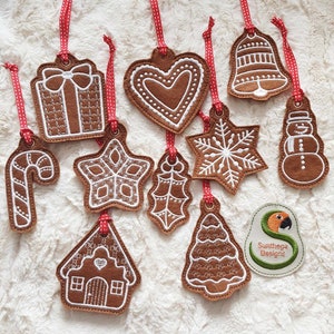 10 Christmas cookie ornaments 4 x 4 ITH DIGITAL FILE for embroidery machines only