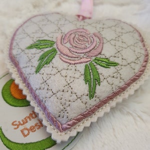 Stuffed heart or ornament and coaster 4 x 4 ITH DIGITAL FILE only, embroidery machine design