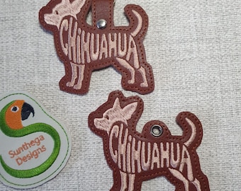 NF Chihuahua key fob and eyelet 4 x 4 ITH DIGITAL File for embroidery machines only