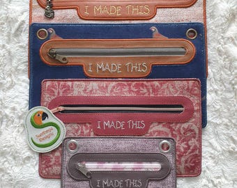 NF I made this zipper overlay/bag insert, slim clutch 4 sizes ITH DIGITAL File for embroidery machines only plus free tag
