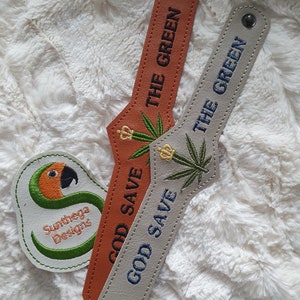 Weed bracelet 5 x 7 and 6 x 10 ITH DIGITAL FILE only for embroidery machines incl. 3 sizes blank 21 and 24cm long and 3 tabs