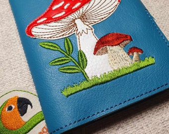 Mushroom and snail passport cover 6 x 10  ITH DIGITAL FILE for embroidery machines only,