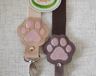 NF Paw strap ends to 15 and 25mm swivel clasp 4 x 4 ITH DIGITAL file for embroidery machines only
