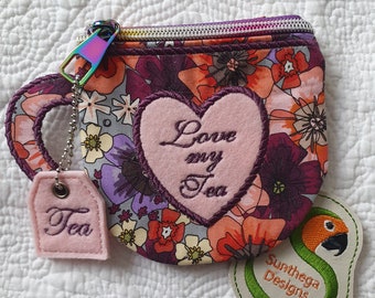Tea cup purse Love my tea 5 x 7 ITH DIGITAL FILE only for embroidery machine