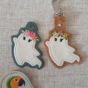 Ghost Flora-oogje en sleutelhanger 4 x 4 ITH DIGITAAL BESTAND alleen voor borduurmachines