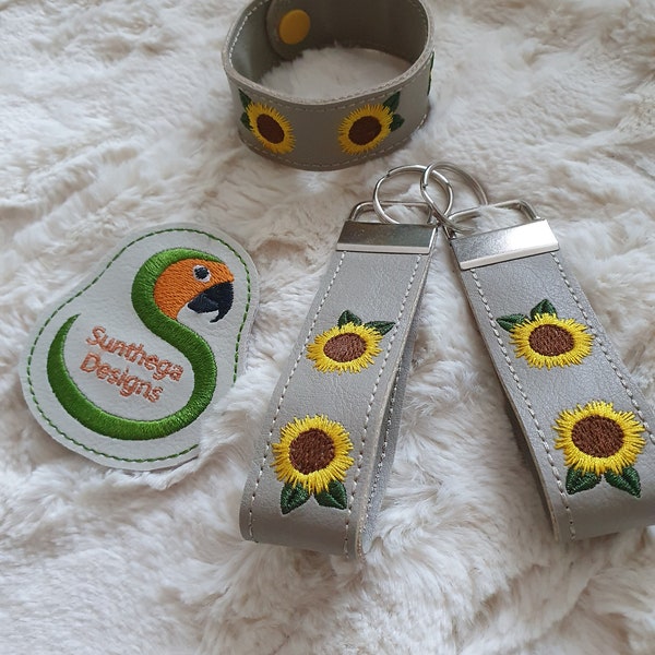 Sunflower bracelet 5 x 7 ITH DIGITAL FILE only for embroidery machines incl. 3 sizes 21, 19 and 17 cm long