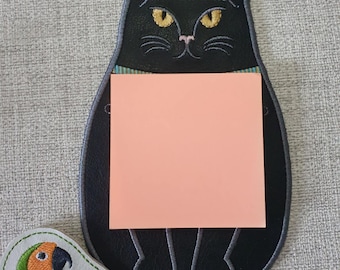 NF Cat sticky note pad holder  5 x 7 ITH DIGITAL file for embroidery machines only, plus free folded version