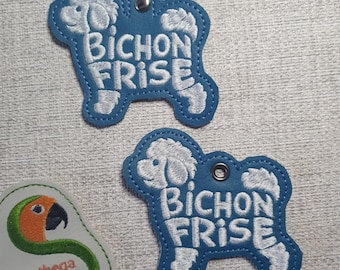 NF Bichon Frise key fob and eyelet 4 x 4 ITH DIGITAL File for embroidery machines only