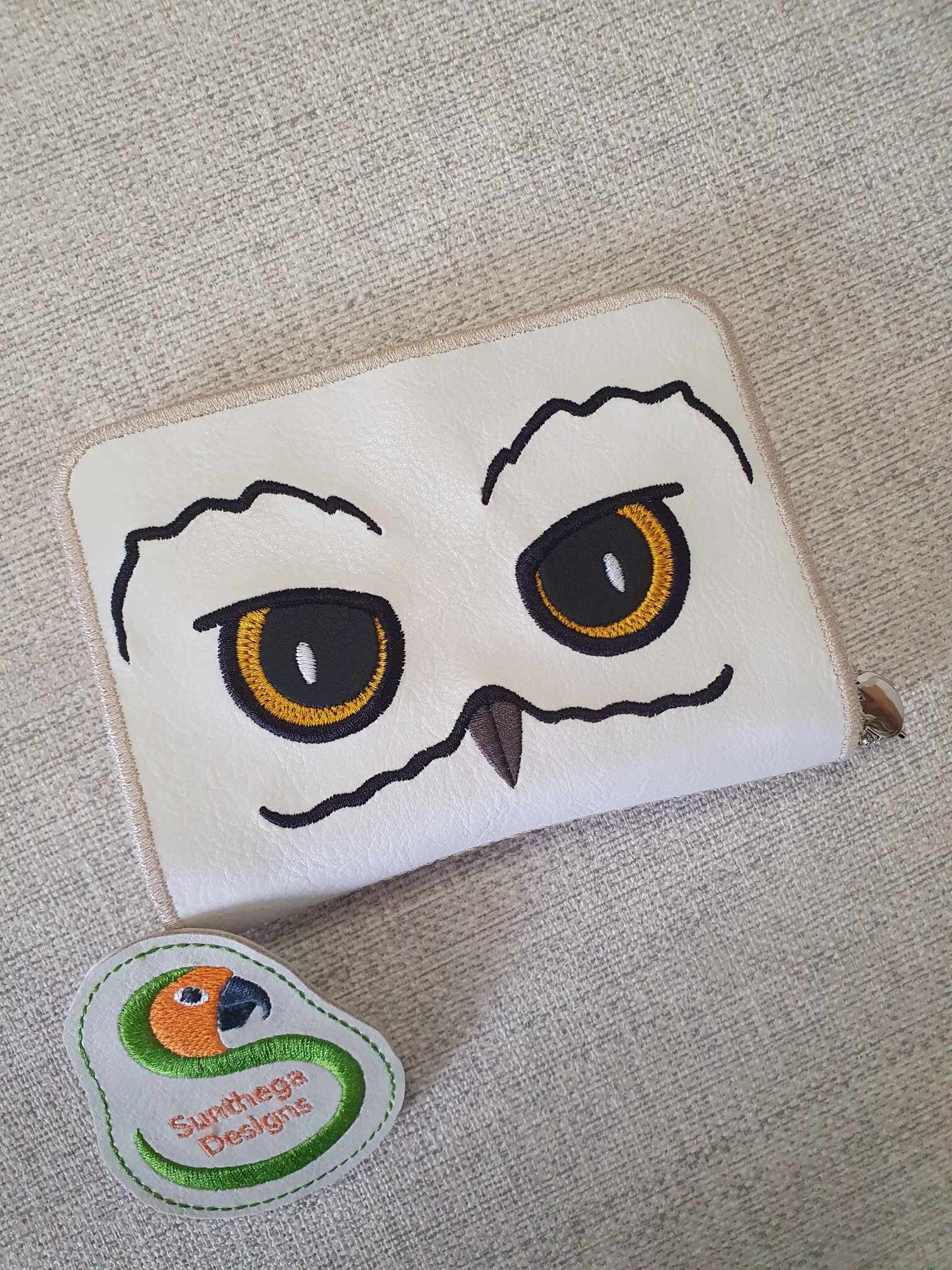 Porte-monnaie Kawaii Hibou Violet - Coton Brodé, Pattes Marron - Neuf Sans étiquettes