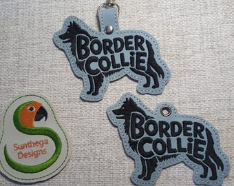 NF Border collie key fob and eyelet 4 x 4 ITH DIGITAL File for embroidery machines only