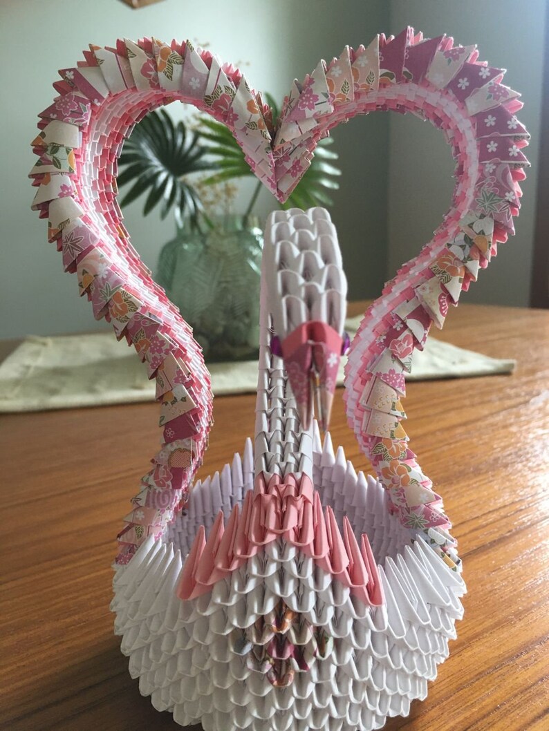 3D Origami Heart Swan Etsy