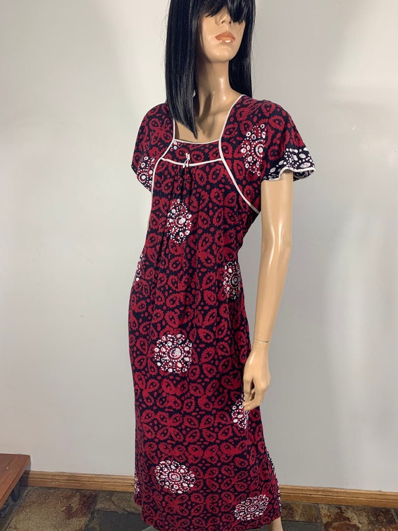 70s 80s Batik Tropical Kaftan Dress