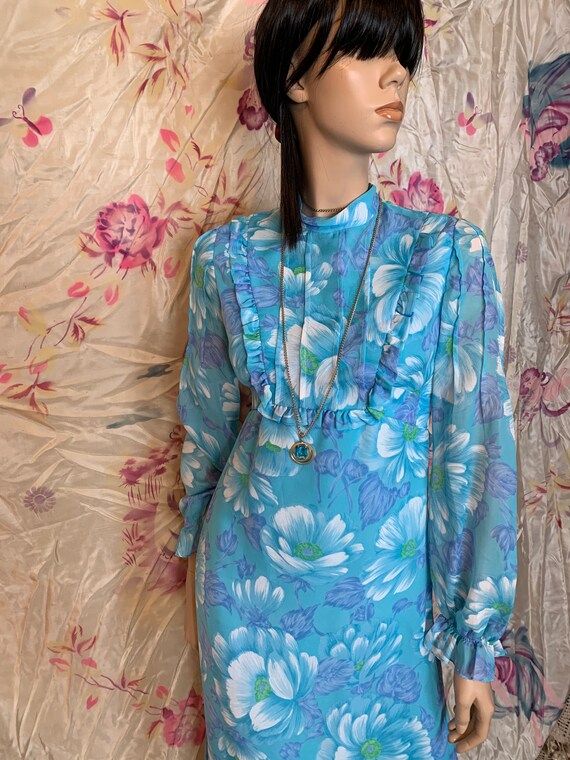 60s 70s Floral Prairie Prom Bridesmaid Dress | Bab