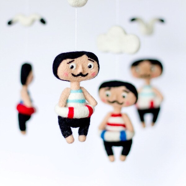 Náutica bebé móvil bebé - móvil Bebe felt móvil cuna móvil vivero móvil náutica baby shower regalo vivero decoración bebé móvil