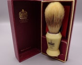 Vintage Kent Visage V20 Pure Bristles Shaving Brush, Antique Ivory Composite Handle in Original Box Made in England