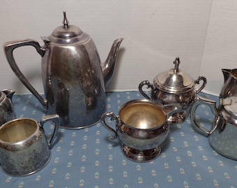 Vintage 7 Pc of Silver Plate Tea set SRS, Pilgram, International, Paul Rever Silver Co.s'