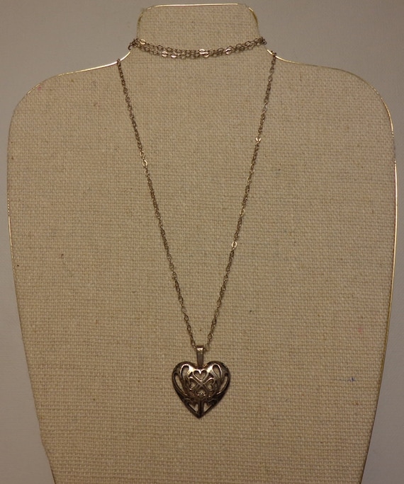 Vintage Nine Heart Pendant Necklace .925 Silver w… - image 1