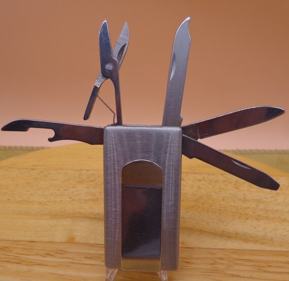 Vintage 7-Multi-Tool Function Stainless Money Cli… - image 5