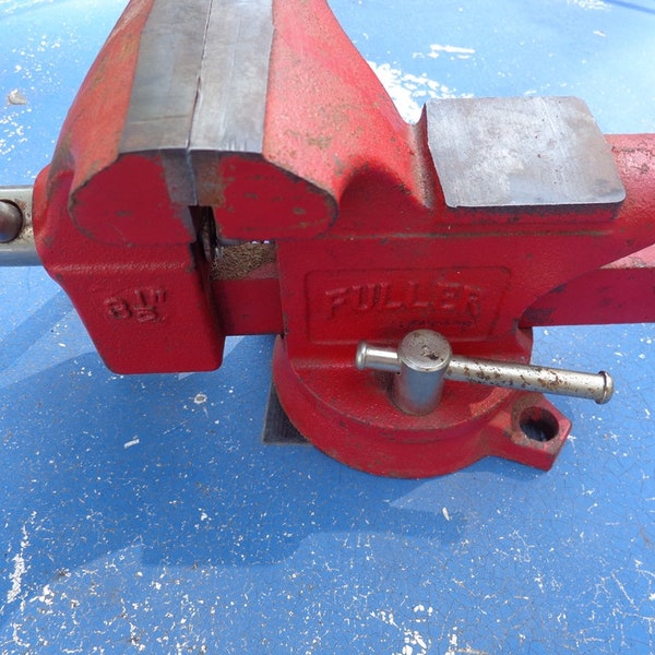 Vintage Fuller 3 1/2" Bench Vise With Swivel Base, Anvil and Horn Made in Japan