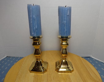 Vintage Hampton Brass Weighted Candle Sticks Holders Set of 2