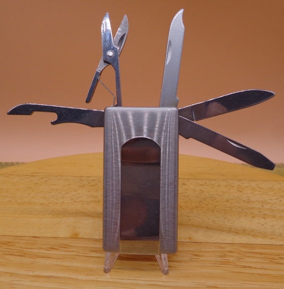 Vintage 7-Multi-Tool Function Stainless Money Cli… - image 4