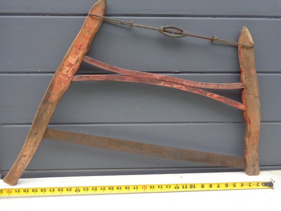 Antique Vintage Wood Crosscut Buck Bow Saw Original Hardware